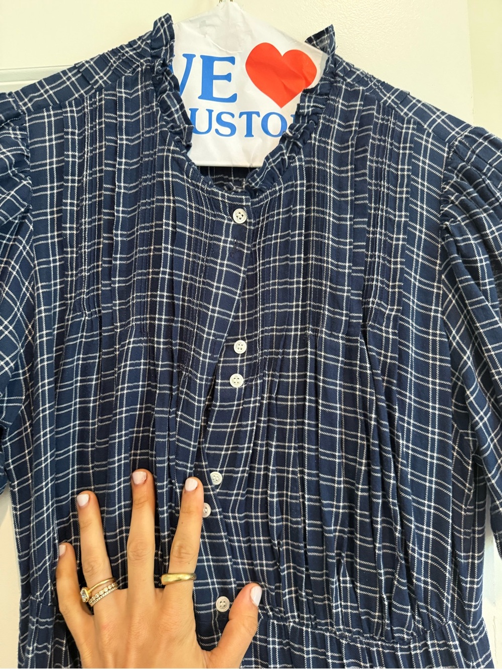 doen Button-Front Navy Plaid Midi Dress - Picture 2 of 5